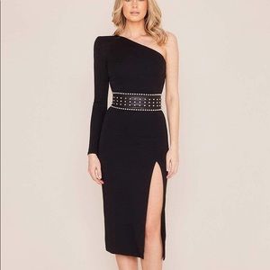 Nadine Merabi Mina Midi Black Dress